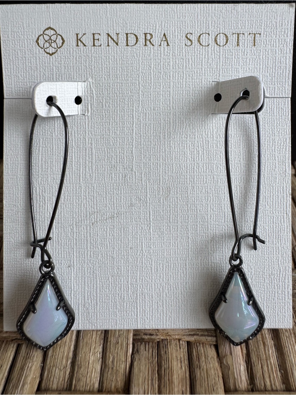 Kendra Scott Opalite Iridesent & Gun Metal Wire Earrings
